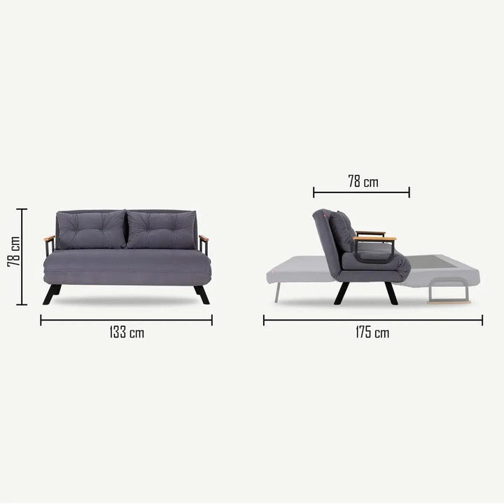 2 személyes kanapéágy Homoko 2-Seater - Fekete-VASBÚTOR
