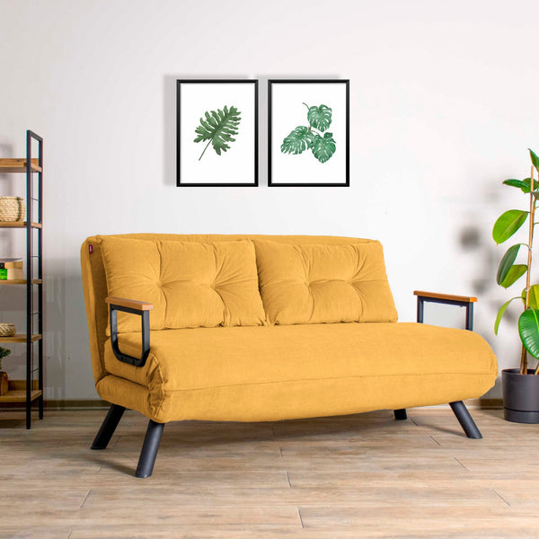 2 személyes kanapéágy Homoko 2-Seater - Mustársárga-VASBÚTOR