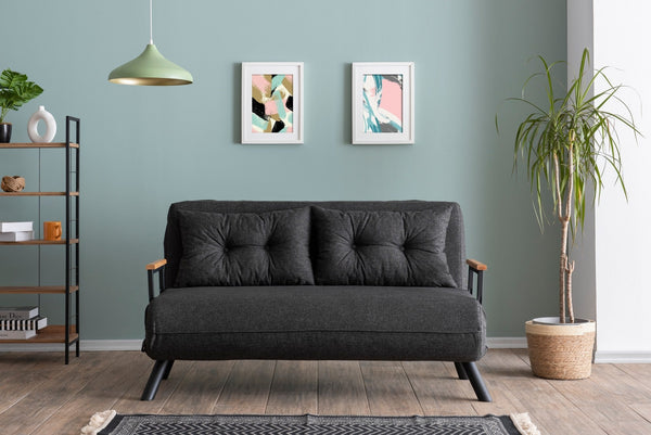 2 személyes kanapéágy Homoko 2-Seater - Sötét Szürke-VASBÚTOR