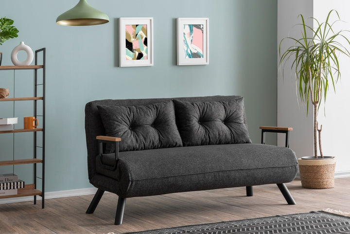 2 személyes kanapéágy Homoko 2-Seater - Sötét Szürke-VASBÚTOR