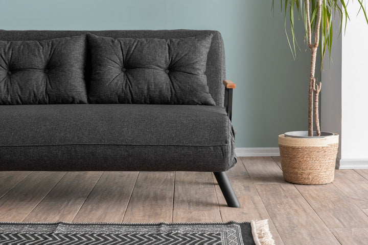 2 személyes kanapéágy Homoko 2-Seater - Sötét Szürke-VASBÚTOR