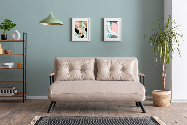 2 személyes kanapéágy Homoko v2 2-Seater - Krém-VASBÚTOR