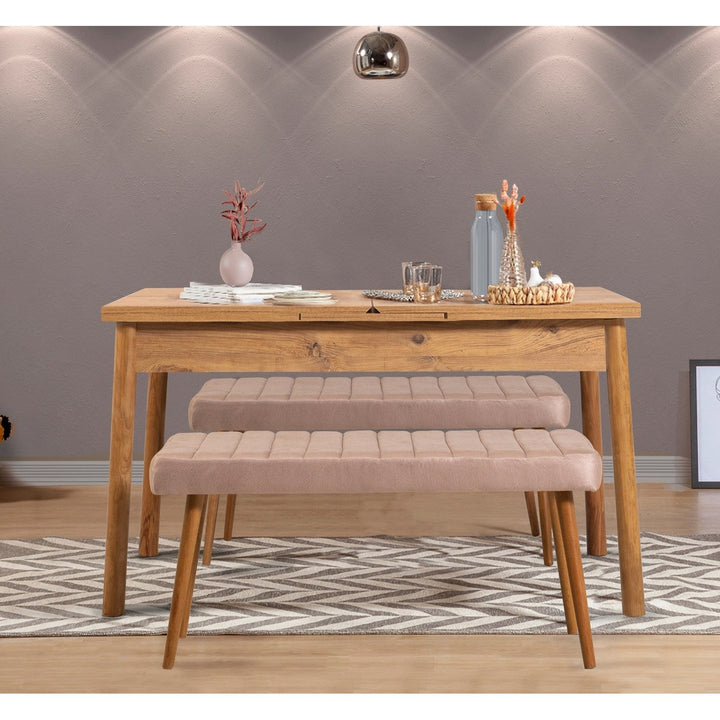 Étkezőgarnitúra(Kihúzható asztal, szék) (3 db) Santiago 0900 - Atlanti fenyő, Stone-VASBÚTOR