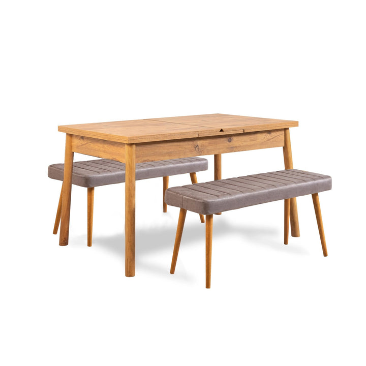 Étkezőgarnitúra(Kihúzható asztal, szék) (3 db) Santiago 0701 - Atlanti fenyő, Soho Szürke-VASBÚTOR