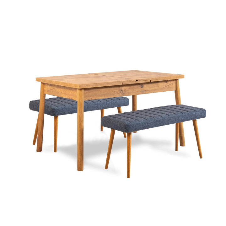 Étkezőgarnitúra(Kihúzható asztal, szék) (3 db) Santiago 1048 - Atlanti fenyő, Sötétkék-VASBÚTOR