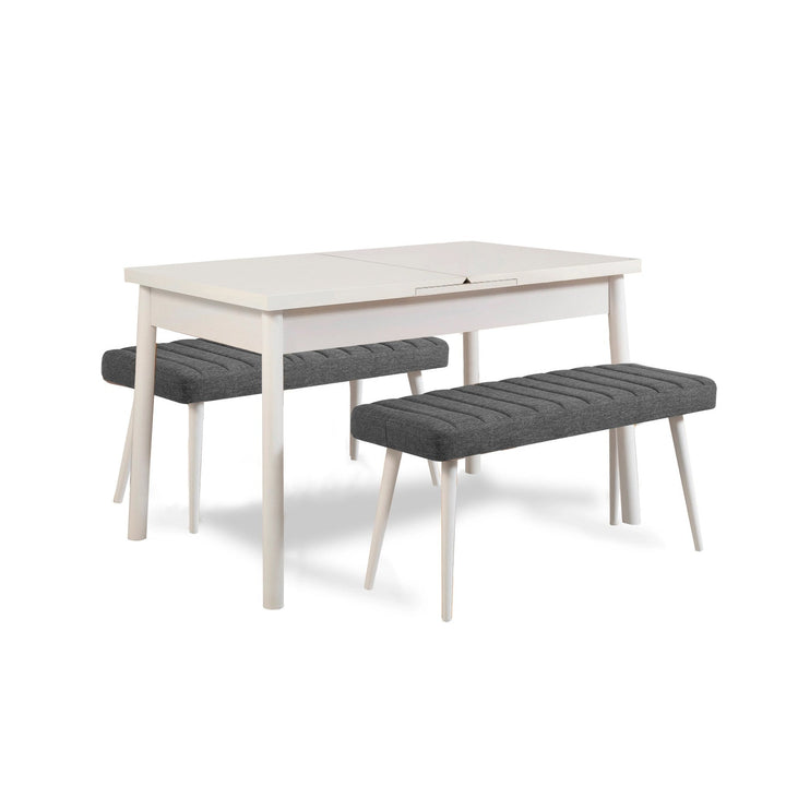 Étkezőgarnitúra(Kihúzható asztal, szék) (3 db) Santiago 1053 - Fehér, Antracit-VASBÚTOR