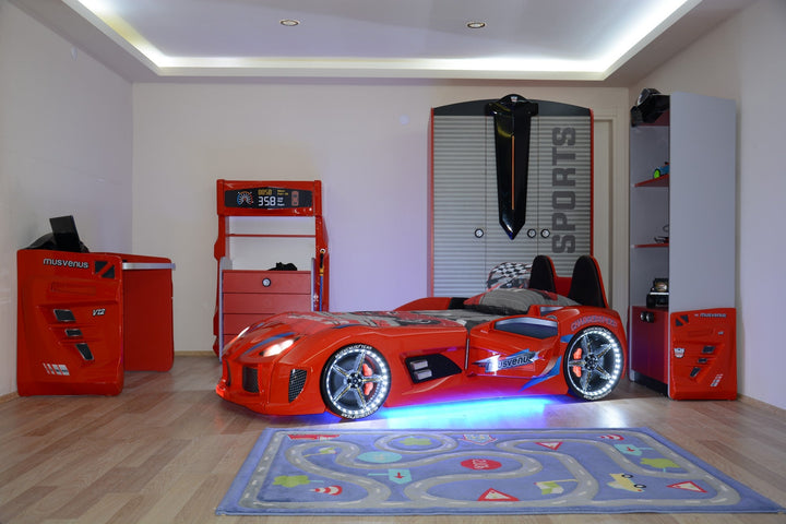 Autós gyerekágy Mnv3 - Red-VASBÚTOR