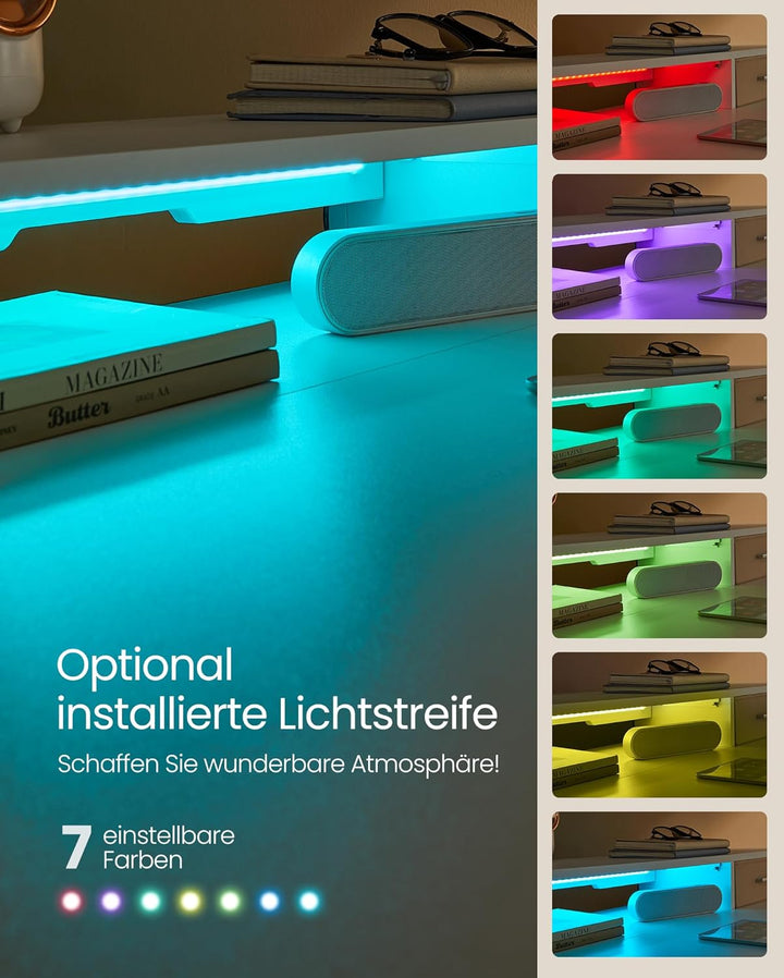 Állítható magasságú elektromos íróasztal LED világítással, 60 x 120 x (72-120) cm, fehér-VASBÚTOR