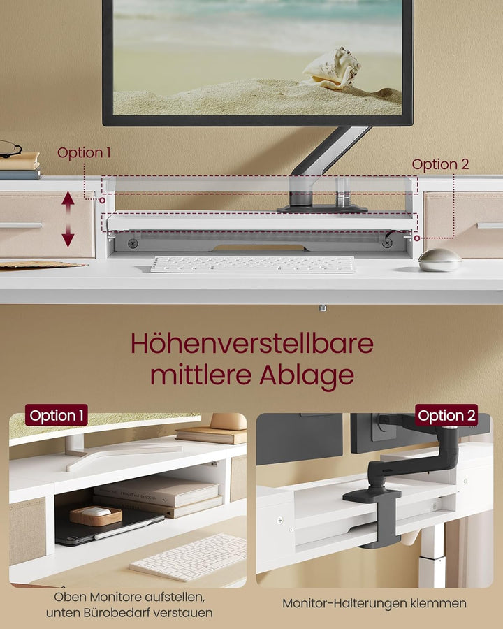 Állítható magasságú elektromos íróasztal LED világítással, 60 x 120 x (72-120) cm, fehér-VASBÚTOR