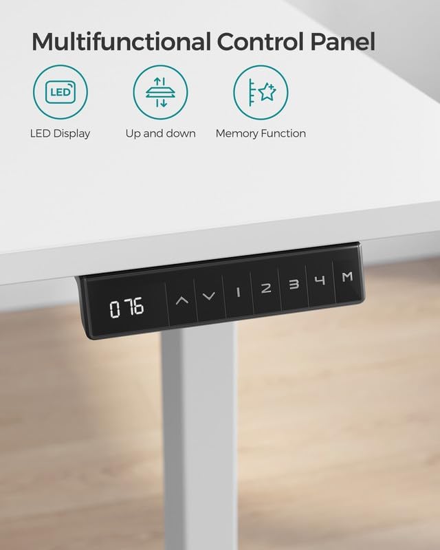 Állítható magasságú elektromos íróasztalkeret, memória funkció, acél, fehér-VASBÚTOR