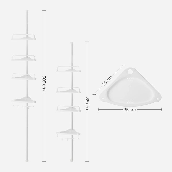 Állítható teleszkópos fürdőszobai sarokpolc, 85-305 cm-VASBÚTOR