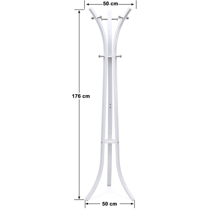 Álló fogas, Nagy teherbírású kabátkalapos állvány 9 kampós, 176 cm, fehér-VASBÚTOR