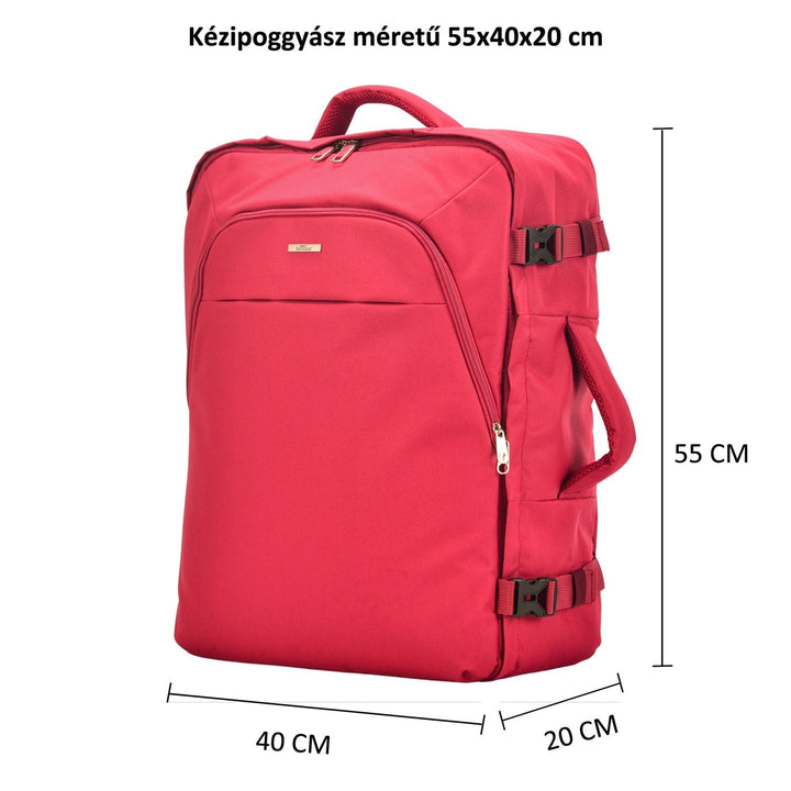 BONTOUR AIR Utazó Hátizsák, Kabin méretű Kézipoggyász 55x40x20cm, Piros Színben-VASBÚTOR