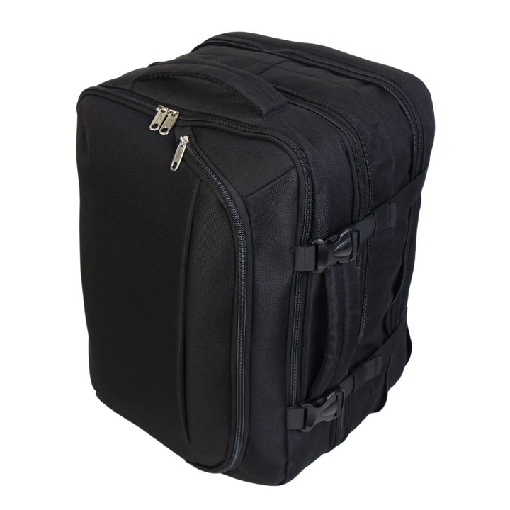 BONTOUR FlexiGo Bővíthető Utazó Hátizsák, WizzAir méretű 40x30x20cm kézipoggyász, Fekete Színben-VASBÚTOR