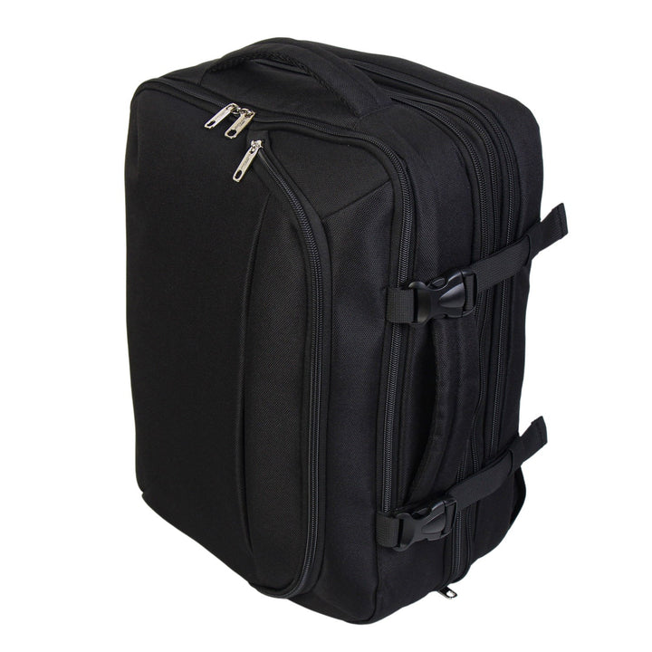 BONTOUR FlexiGo Bővíthető Utazó Hátizsák, WizzAir méretű 40x30x20cm kézipoggyász, Fekete Színben-VASBÚTOR