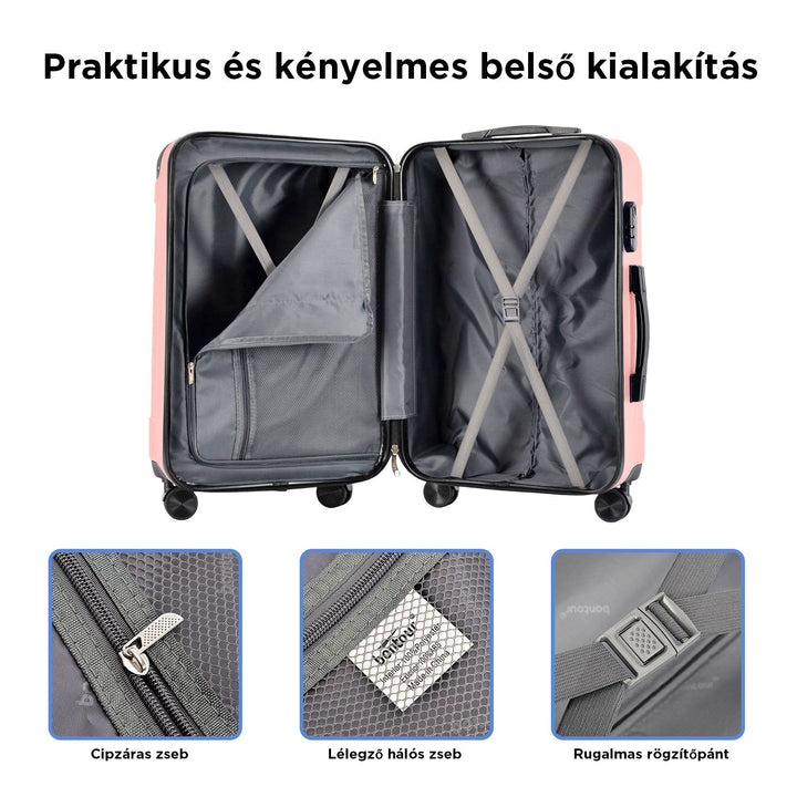 BONTOUR VERTICAL 4 Kerekes Kabin Bőrönd 55x39x20cm RoseGold-VASBÚTOR