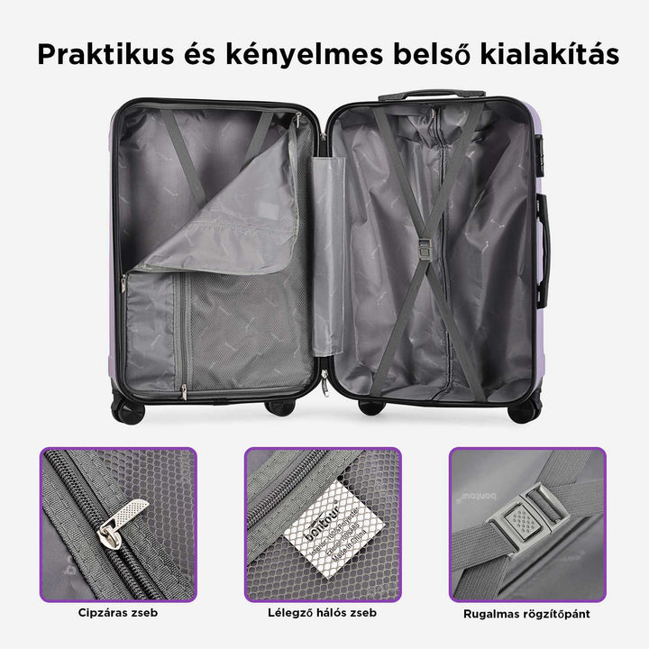 BONTOUR VERTICAL 4 Kerekes Kabin Bőrönd 55x39x20cm rózsaszínes lila-VASBÚTOR