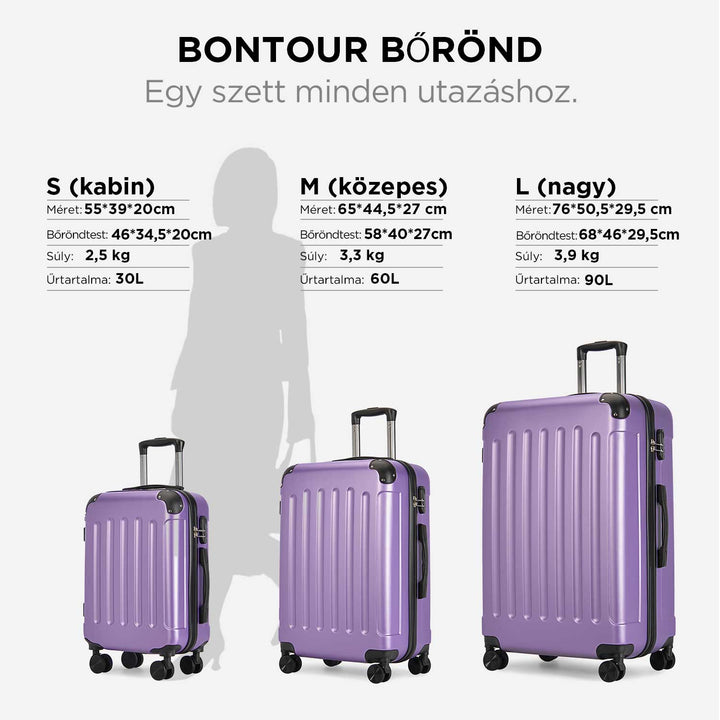 BONTOUR VERTICAL 4 Kerekes Kabin Bőrönd 55x39x20cm rózsaszínes lila-VASBÚTOR