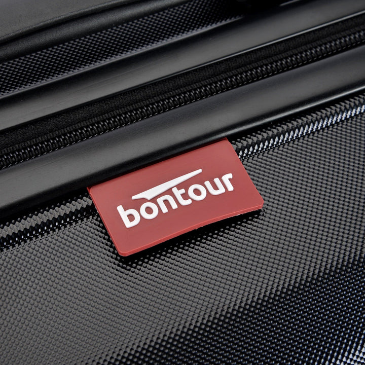 BONTOUR “WAVE” közepes Duplakerekes Gurulós bőrönd, Fekete, M méretű-VASBÚTOR