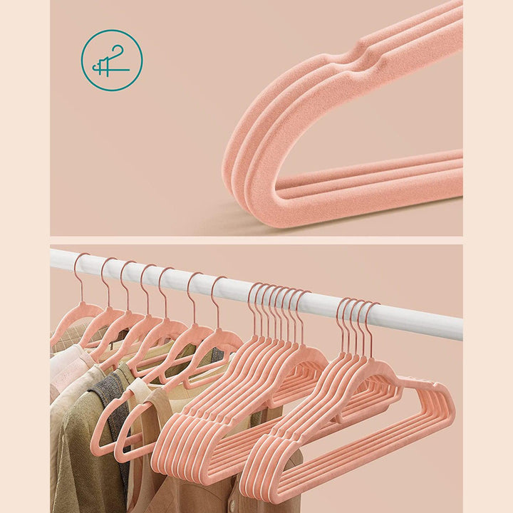 Bársonyos vállfák 30 darabos, csúszásmentes ruhaakasztó Rose Gold színű-VASBÚTOR