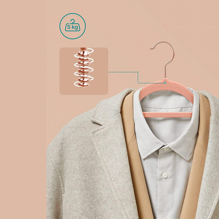 Bársonyos vállfák 30 darabos, csúszásmentes ruhaakasztó Rose Gold színű-VASBÚTOR
