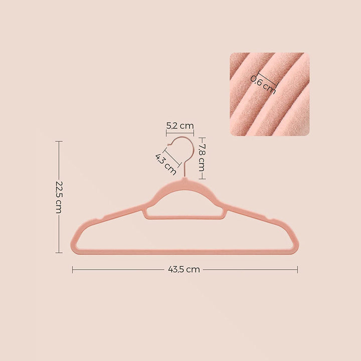 Bársonyos vállfák 30 darabos, csúszásmentes ruhaakasztó Rose Gold színű-VASBÚTOR