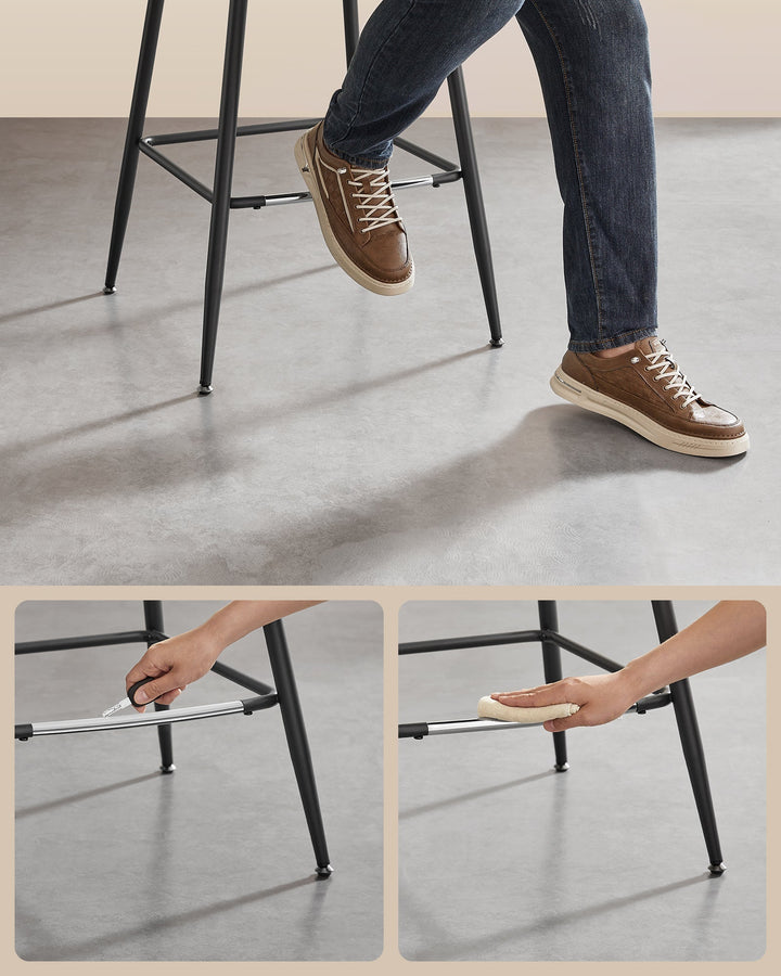 Bárszék 2 db-os szett ergonomikus háttámlával, ülésmagasság 62 cm, tintafekete-VASBÚTOR