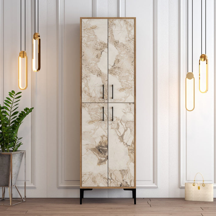 Cipőtároló Berlin A - Diós, Fehér Marble-VASBÚTOR