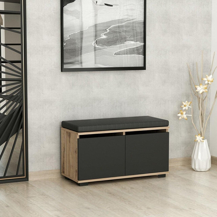 Cipőtároló Drago - Walnut, Black-VASBÚTOR