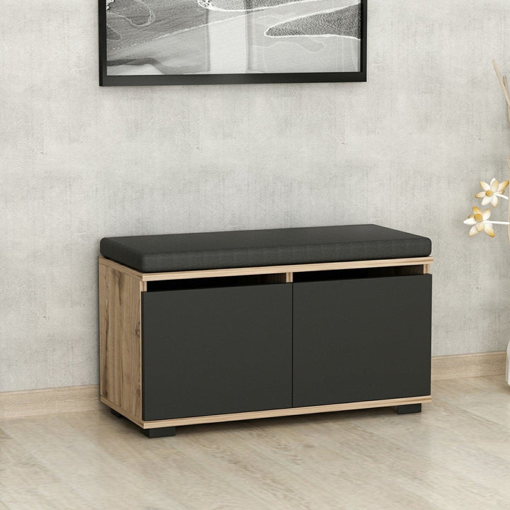 Cipőtároló Drago - Walnut, Black-VASBÚTOR