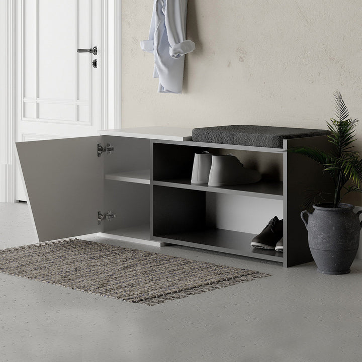 Cipőtároló Fiona Bench - Anthracite, White-VASBÚTOR