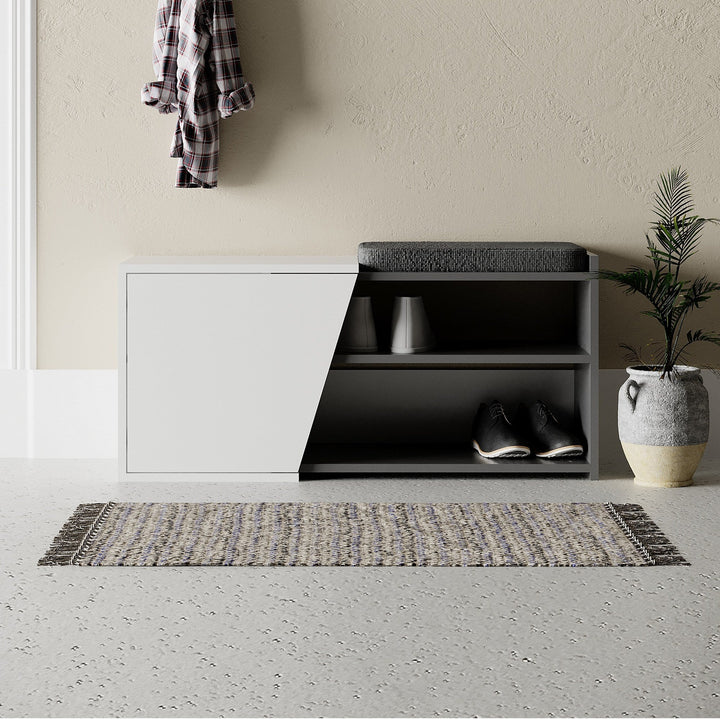 Cipőtároló Fiona Bench - Anthracite, White-VASBÚTOR