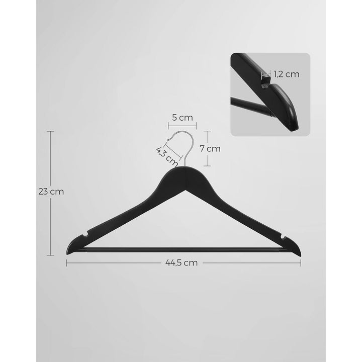 Csúszásmentes tömörfa ruhaakasztók, 50 db, fekete-VASBÚTOR