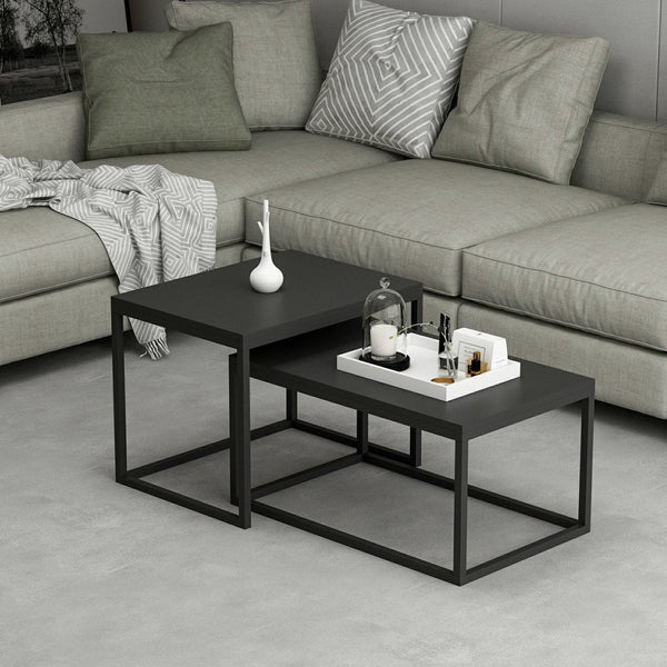 Dohányzóasztal (2 részes) Leka - Black-VASBÚTOR
