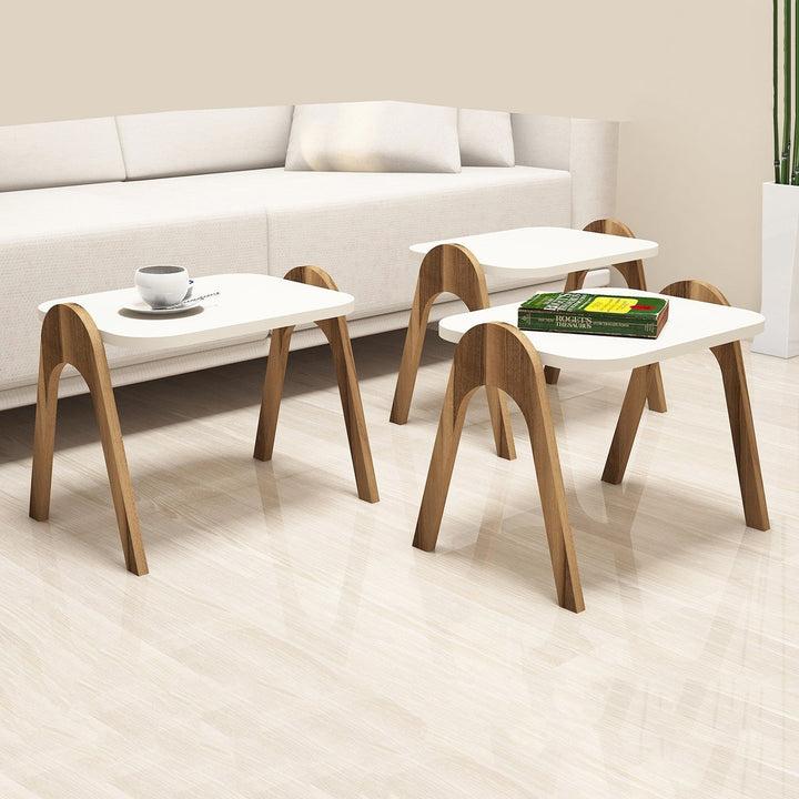 Dohányzóasztal (3 részes) Paris - Walnut, Cream-VASBÚTOR