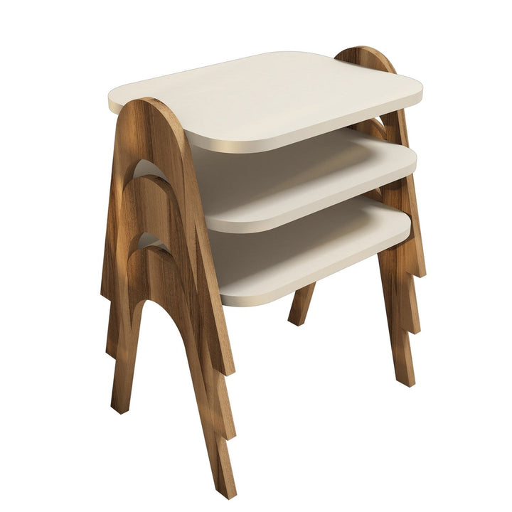 Dohányzóasztal (3 részes) Paris - Walnut, Cream-VASBÚTOR