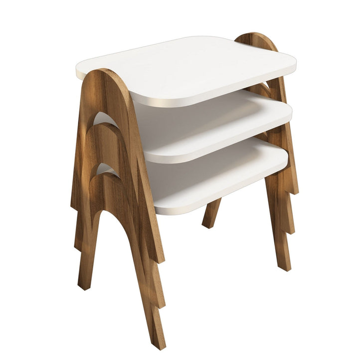 Dohányzóasztal (3 részes) Paris - Walnut, White-VASBÚTOR