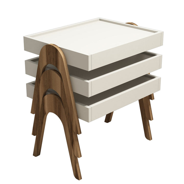 Dohányzóasztal (3 részes) Roma - Walnut, Cream-VASBÚTOR