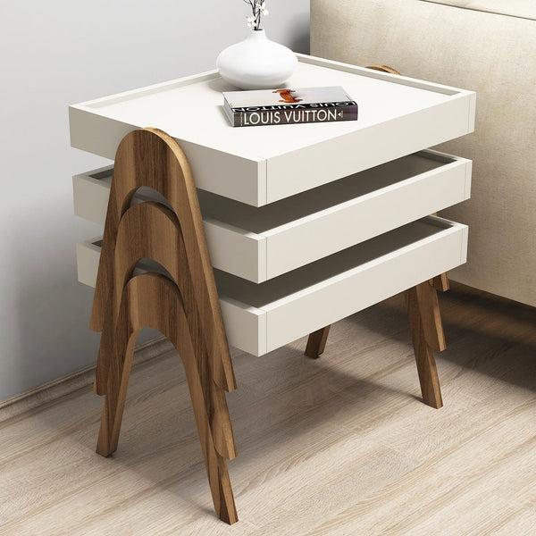 Dohányzóasztal (3 részes) Roma - Walnut, Cream-VASBÚTOR