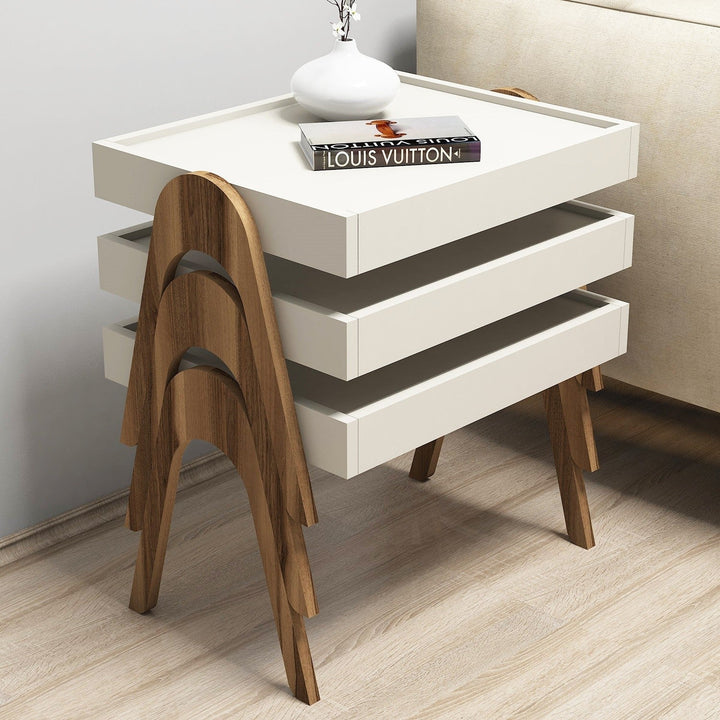 Dohányzóasztal (3 részes) Roma - Walnut, Cream-VASBÚTOR