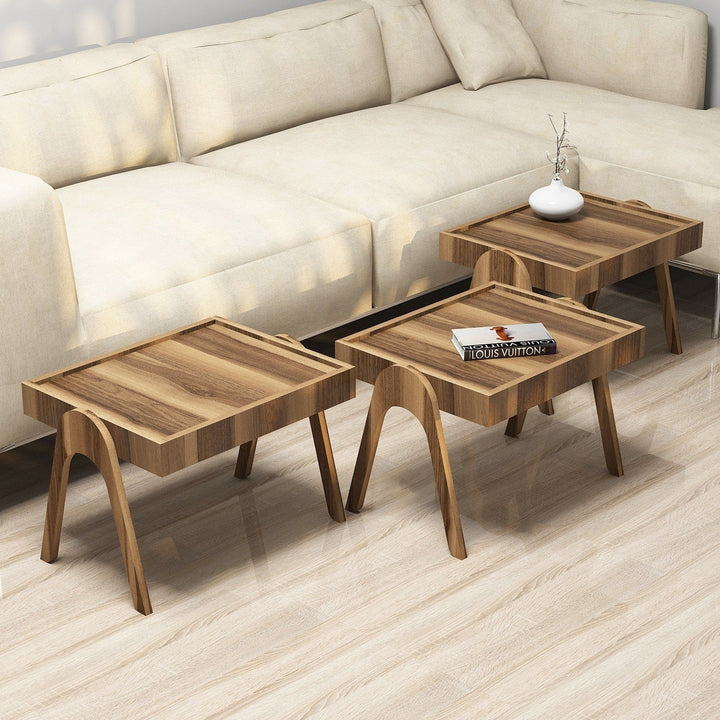 Dohányzóasztal (3 részes) Roma - Walnut-VASBÚTOR
