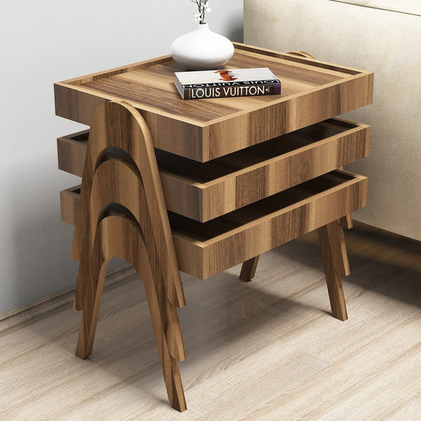 Dohányzóasztal (3 részes) Roma - Walnut-VASBÚTOR
