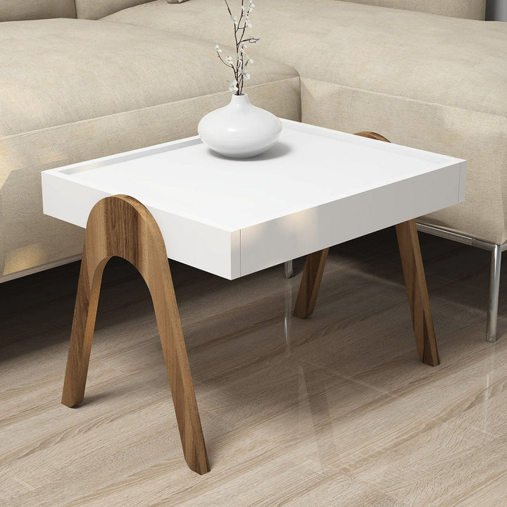 Dohányzóasztal (3 részes) Roma - Walnut, White-VASBÚTOR