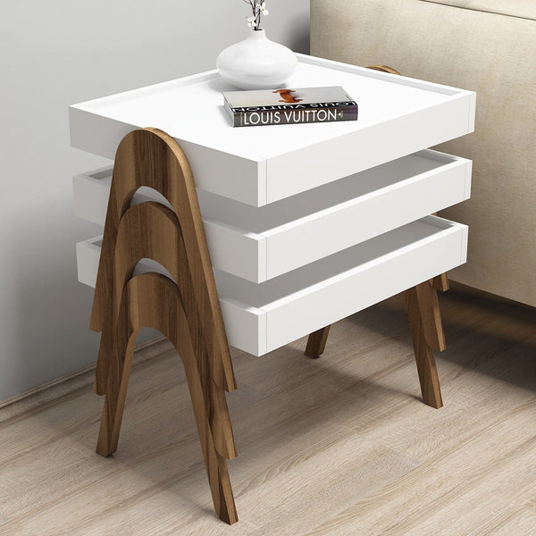 Dohányzóasztal (3 részes) Roma - Walnut, White-VASBÚTOR