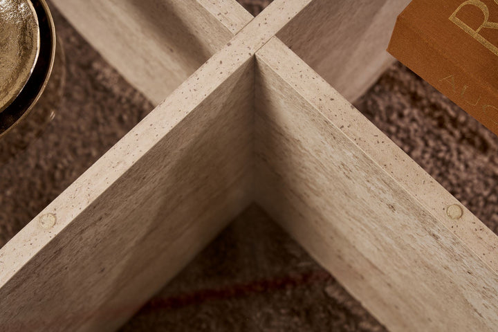 Dohányzóasztal Aeris - Travertine, Transparent-VASBÚTOR