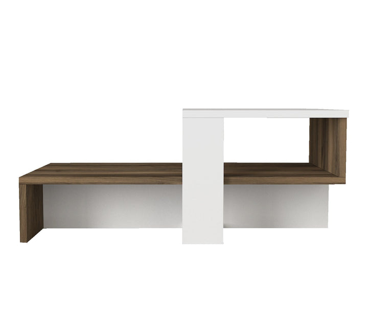 Dohányzóasztal Chain - White, Walnut-VASBÚTOR