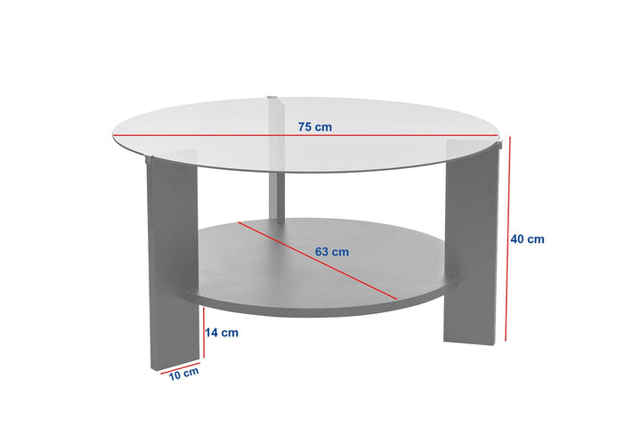 Dohányzóasztal Clara - Fekete, Transparent-VASBÚTOR