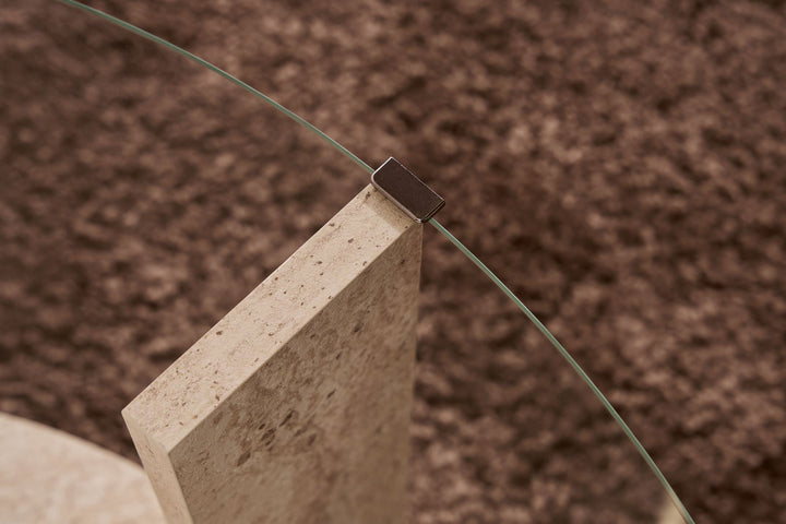 Dohányzóasztal Clara - Travertine, Transparent-VASBÚTOR