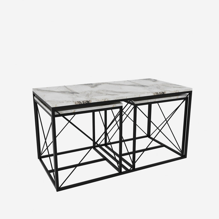 Dohányzóasztal Defne - Fehér Marble-VASBÚTOR
