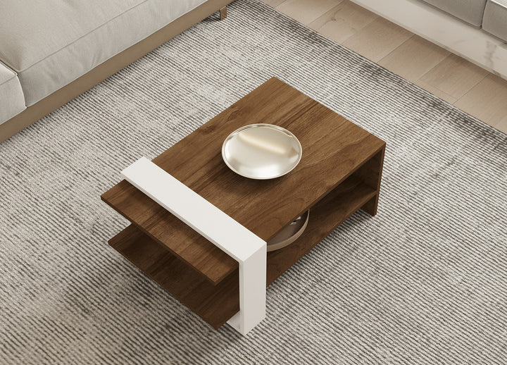 Dohányzóasztal Gaye - Walnut, White-VASBÚTOR